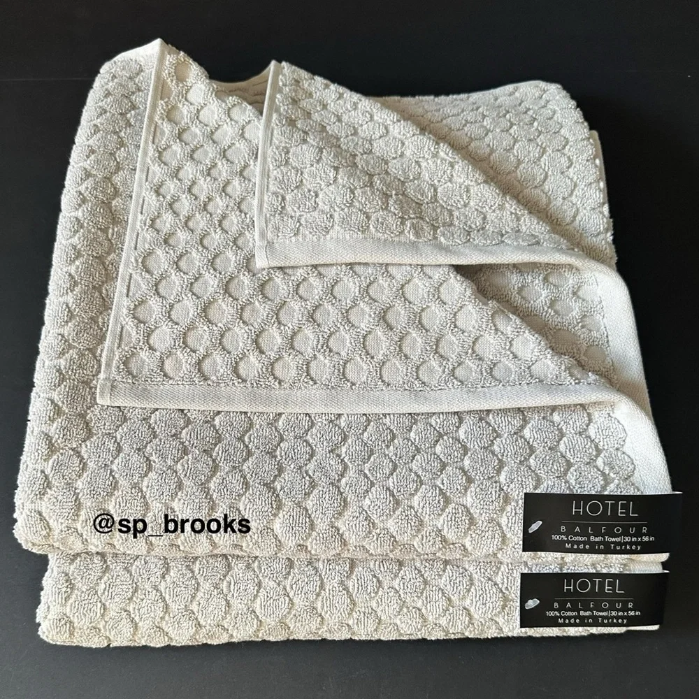 🎁2PC Hotel Balfour Bath Towels - 100% Turkish Cotton - Penny Tile - Foggy - Gray